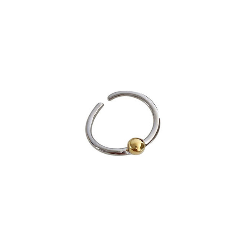 Semplice, versatile, anello da donna con apertura della bocca in oro e argento con perle a contrasto, stile cool, nuova tendenza 2022_voghion.com