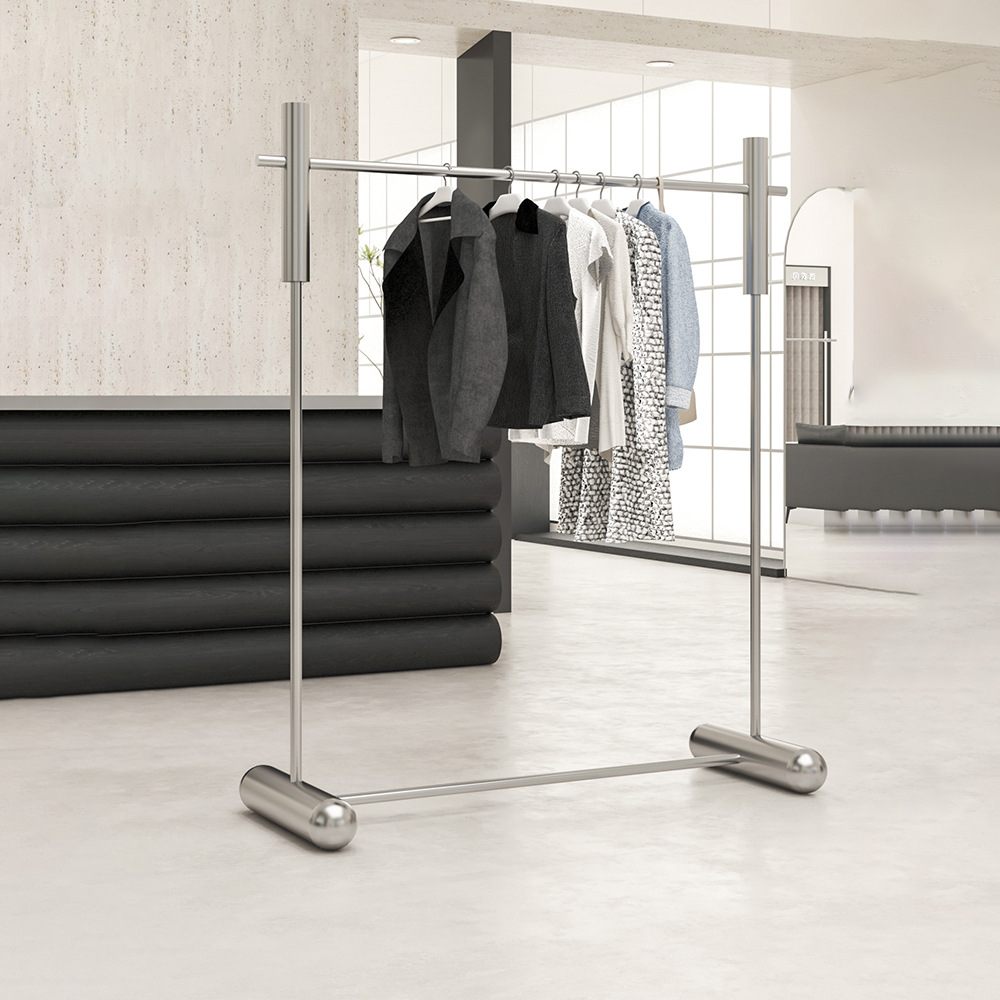Thickened stainless steel island shelf clothing store display stand floor hanger men's and women's clothing store display props shelf