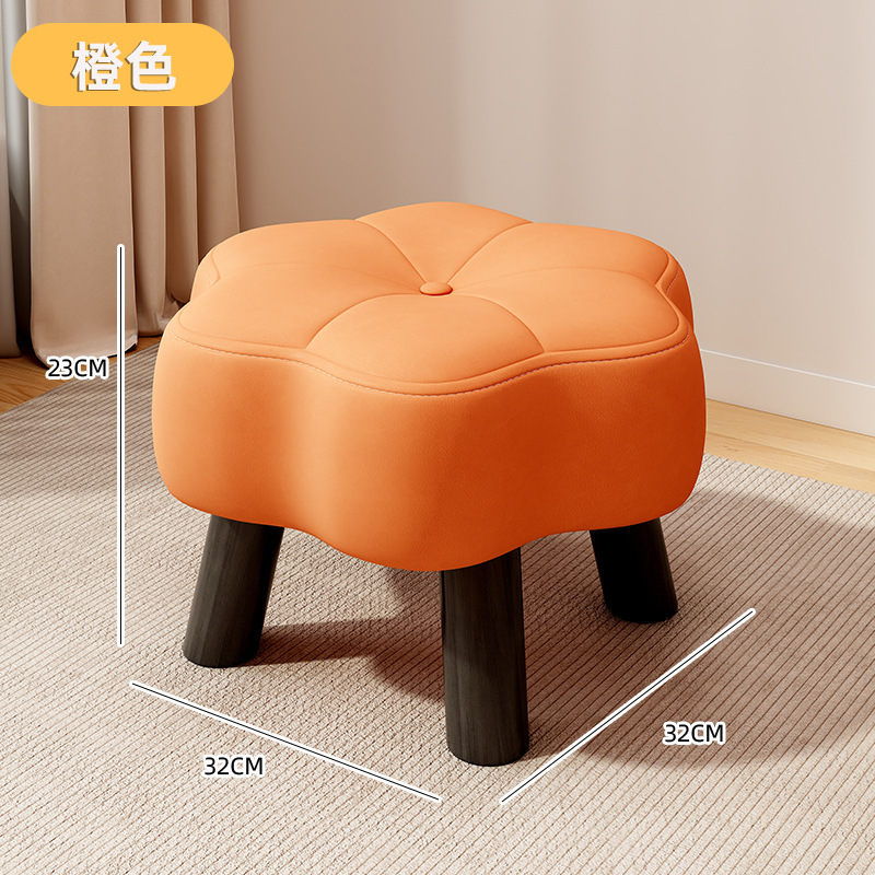 小さなスツール、家庭用の軽い高級感、シンプルな花の小さなスツール、リビングルームのコーヒーテーブル、無垢材のソファスツール、丈夫で耐久性のある靴交換スツール|undefined