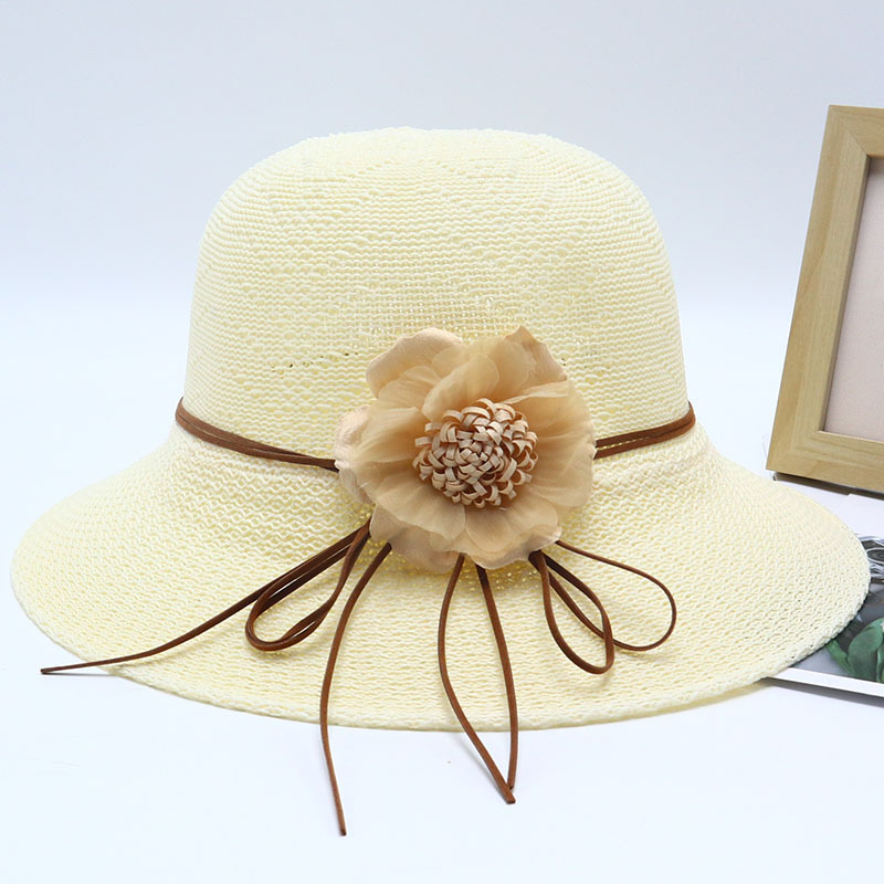 Nuevo sombrero de paja para mujer, sombrero de playa junto al mar, sombrero para el sol de verano de moda salvaje, protector solar, sombrero para el sol de protección UV