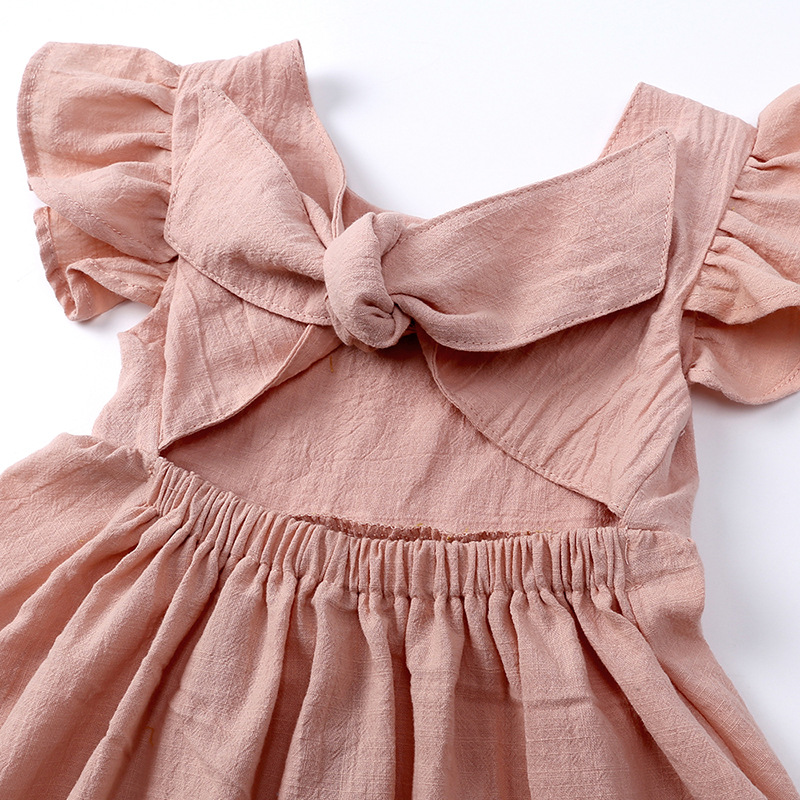 Cute Solid Color Cotton Girls Dresses display picture 2