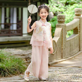 新中式套装2025童装夏款古风汉服唐装仙气两件套六一表演服改良版