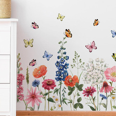 FX-C412外貿綠植花朵葉子蝴蝶臥室客廳家居背景裝飾牆貼紙批發