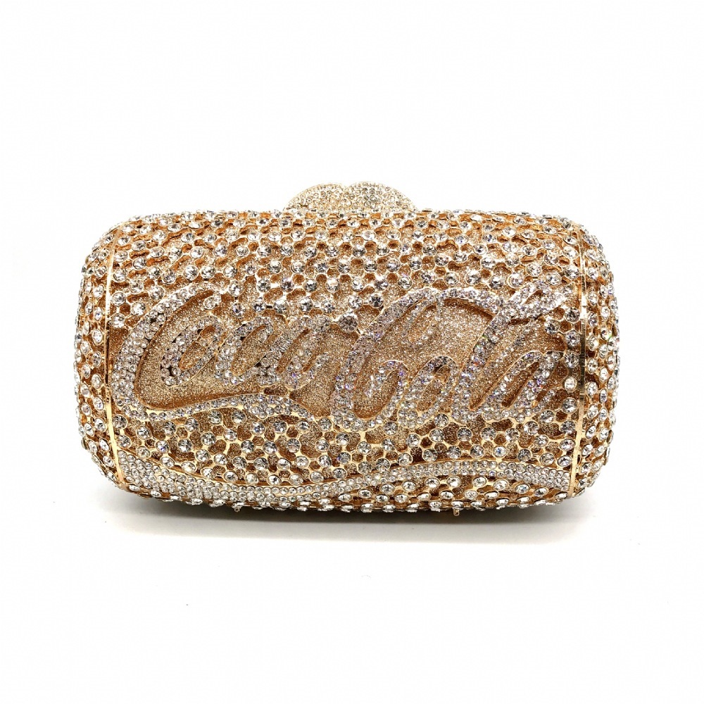 * letras huecas con diamantes bolsas de cena vestido de banquete bolsas de cristal de diamante llenas bolsas de mano bolsas de mujer Clutch Bag oro blanco