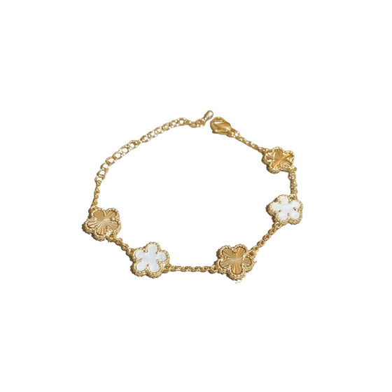 Real Gold Electroplated Powder Gold Two-color Flower Bracelet Sweet High-end Elegant Bracelet Princess Style Light Luxury Accessories New Product
