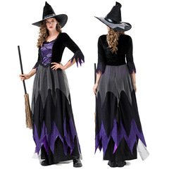 ハロウィンコスプレ魔女衣装吸血鬼黒紫ドレス魔法の魔女ステージロールプレイ