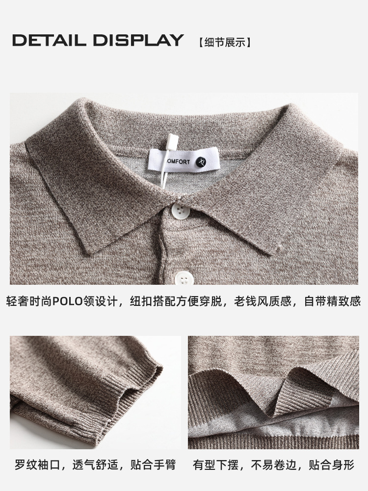Europa y América transfronterizos algodón jersey polo hombre alto sentido de negocios casual lujo ligero revestimiento polo camisa de manga corta