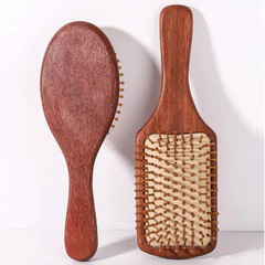 檀木氣囊梳子保健經絡氣墊頭皮按摩木梳子防靜電刻logo家用直發梳