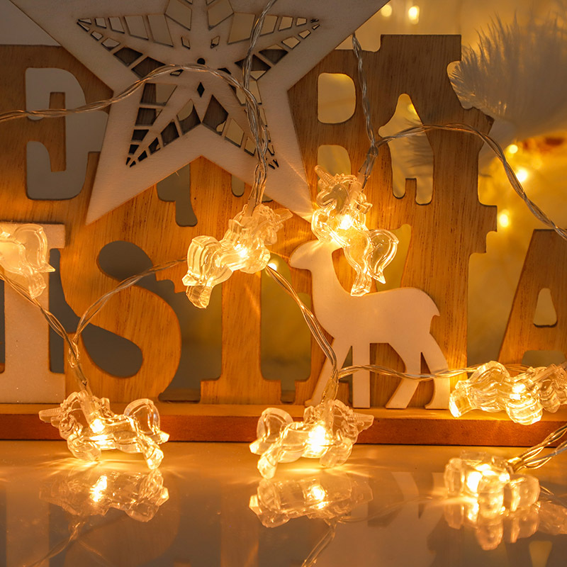 Decoración navideña, luces de colores, luces intermitentes, luces de cadena, alces huecos, luces colgantes, decoración de la habitación de la niña, atmósfera del maletero