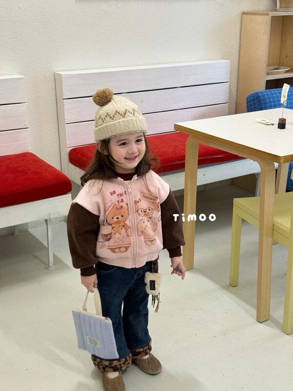 儿童加厚保暖外套2025冬季新款女童宝宝连帽开衫秋冬洋气印花上衣|undefined