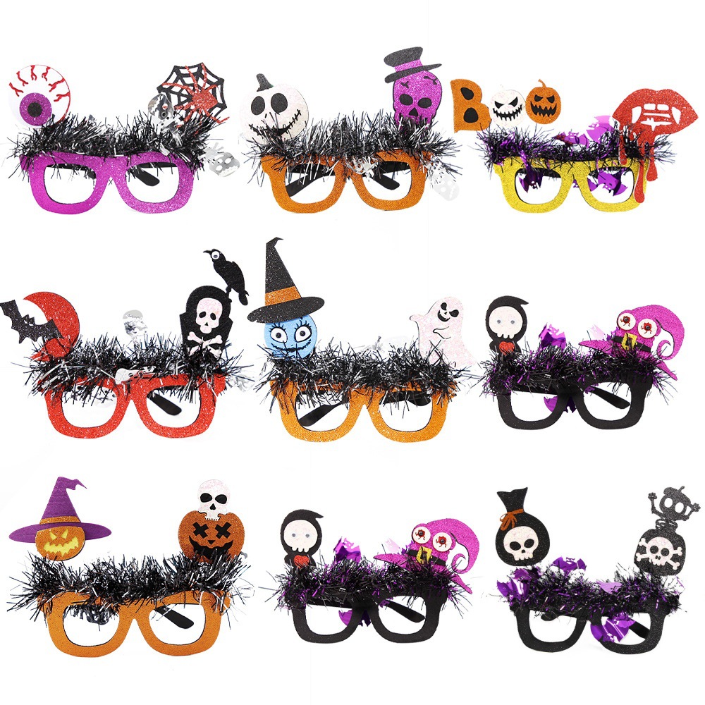 Amazon nuevo Halloween lana raya gafas niños adultos decoración del partido foto props divertido gafas marco