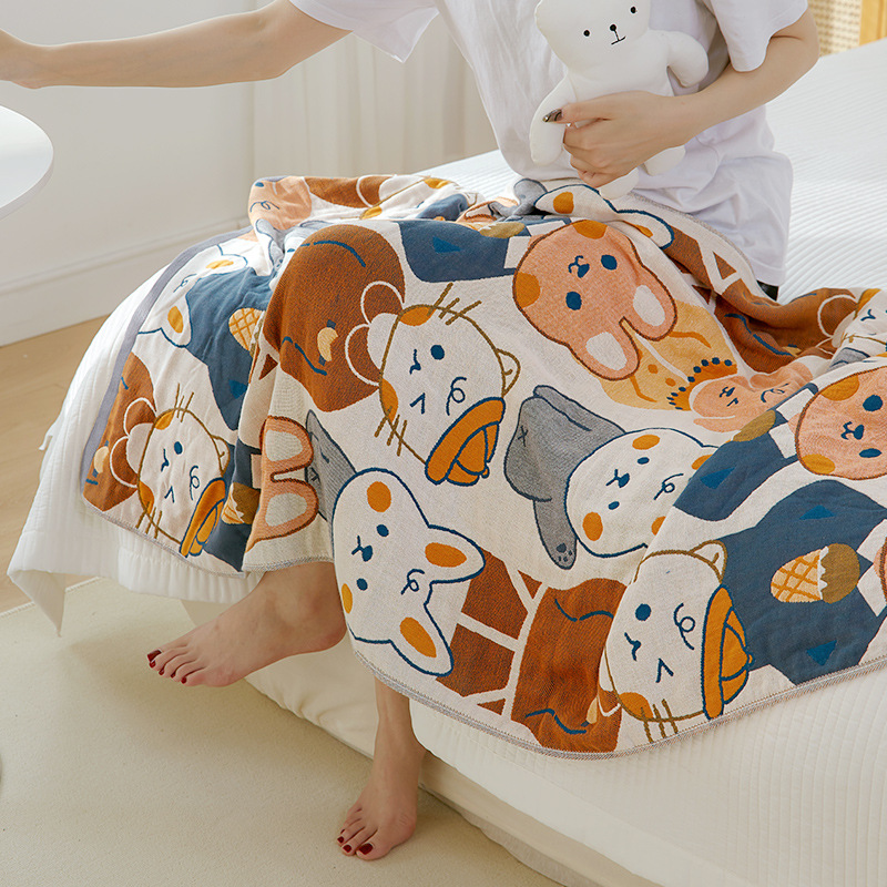Pure cotton gauze bath towel for men and women, skin-friendly, 100% cotton, not easy to shed, easy to absorb water, quick-drying, cartoon bath towel for adults and children