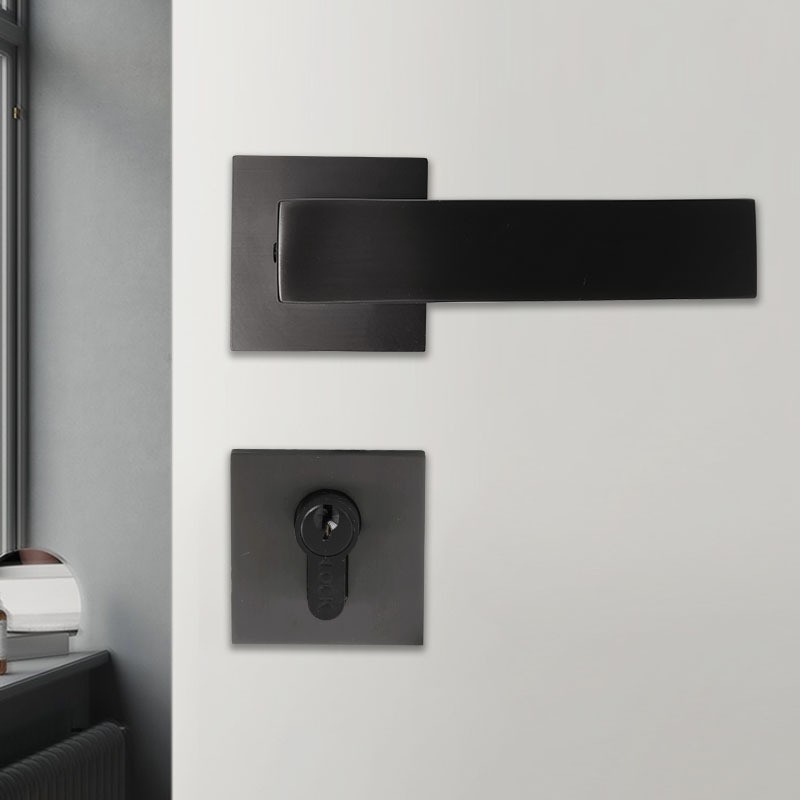 Cerradura de puerta de dormitorio interior simple 304 acero inoxidable fundido manija de puerta sólida conjunto de cerradura de ingeniería hotelera al por mayor