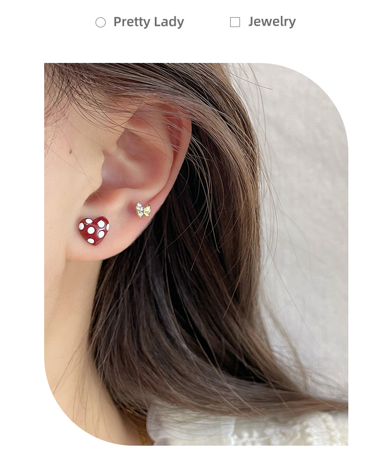 Women's Gender 1 Set Casual Elegant Sweet Heart Shape Bow Knot Enamel Alloy Ear Studs