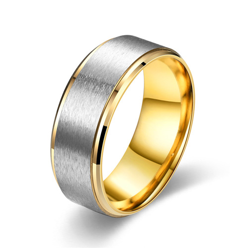  European and American fashionable personalized 8MM two-color aperture ring personalized tail ring manufacturer direct sale