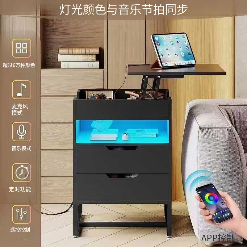 Amazon Cross-border personalizado cabezal de cama elevable plegable con luz LED dormitorio sala de estar armario lateral armario de apartamento
