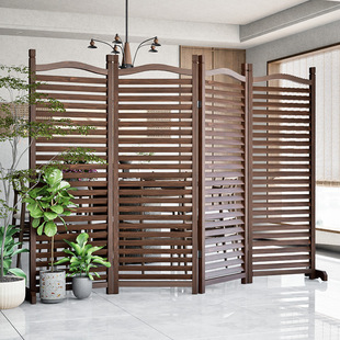 Screen Partition Living Room Entrance Entrance Decoration Balcony Solid Wood Louver Fence Flower Stand Retro Removable Baffle