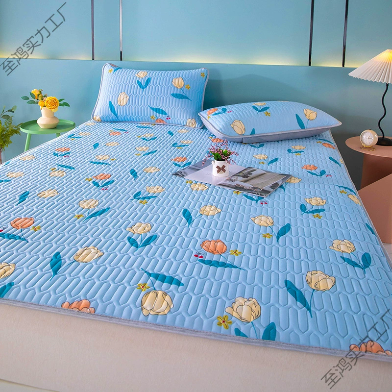 Коврик из ледяного шелка, комплект из трех предметов, летний мягкий коврик с кондиционером, который можно стирать в машине, студенческое общежитие, складной нескользящий крутой шелковый коврик