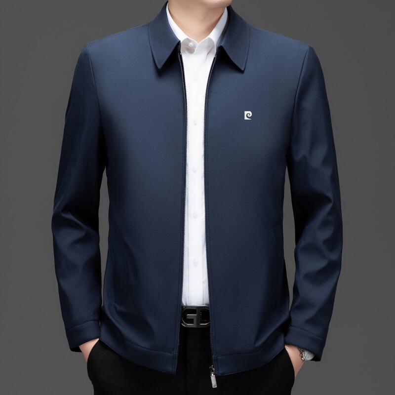 [Pocket with Zipper] Pierre Cardin Special Edition Executive Jacket Men's Spring and Autumn Dad's Lapel Anti-Wrinkle Jacket