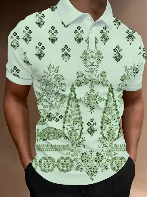 2025 nuevo estilo europeo y americano comercio exterior ocio todo fósforo moda alta calidad estampado 3d manga corta camisa POLO MB13