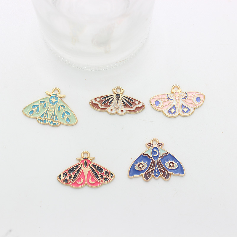 10 Pièces/Paquet 22*18mm 27*18mm 28*18mm Alliage Papillon Moth Brillant Pendentif display picture 1