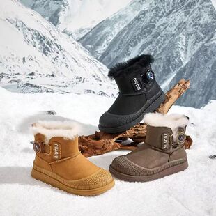 Xinai Foot Children's Snow Boots 2025 New Girls' Winter Plush Thickened Warm Large Cotton Shoes Boys' Mid-Calf Boots