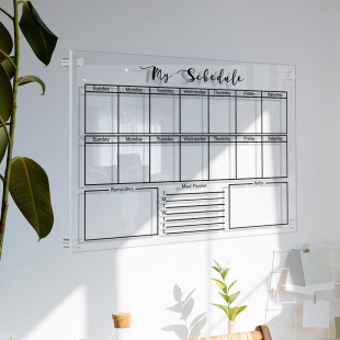 TYU043 cross-border three-dimensional transparent acrylic weekly plan note message board erasable organic glass wall sticker