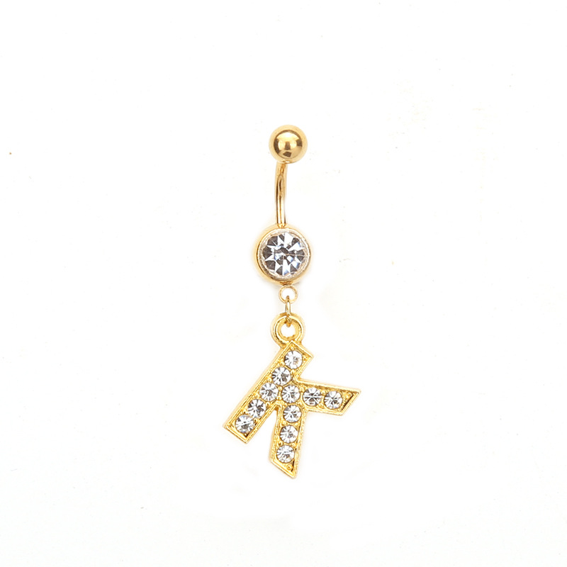 Oro letras inglesas A- Z anti-alergia cuerpo piercing joyería de las mujeres ombligo clavo ombligo anillo AliExpress deseo