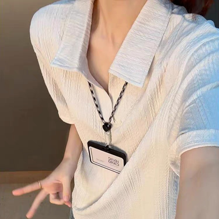 2026 Striped Polo Short-Sleeve V-Neck Summer Casual Versatile Breathable Unisex Loose T-Shirt Lazy T-Shirt