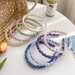 Creamy Satin-Finish Pleated Headband, French-Style Silk-Like Design, Solid-Color Wide-Edge Hair Clip, Stylish Pressed Hair Accessory—A Social Media Favorite Headband