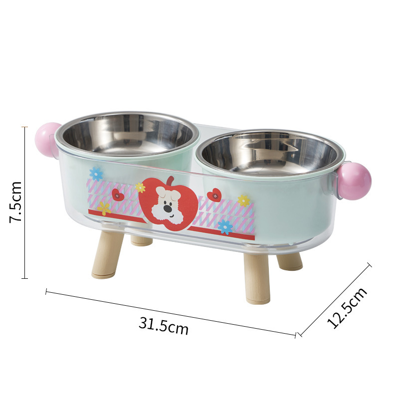 Tazón de mascotas de alto valor facial, alimentador de gatos antideslizante, antifolque, tazón de gato, tazón de acero inoxidable, tazón de perro de gran capacidad, tazón doble