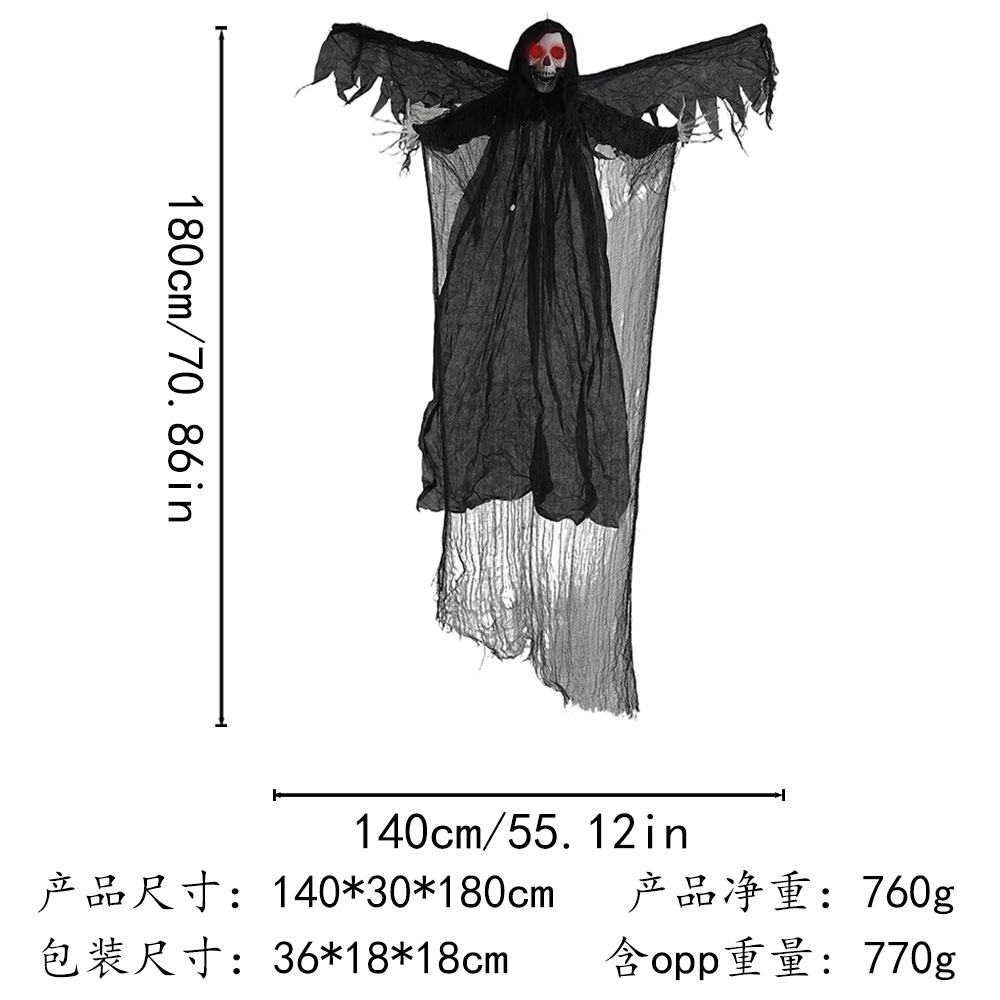 Halloween Hanging Ghost Flying Ghost Control por voz Alas luminosas Jitter Bar Casa embrujada Habitación secreta Accesorios de decoración a gran escala