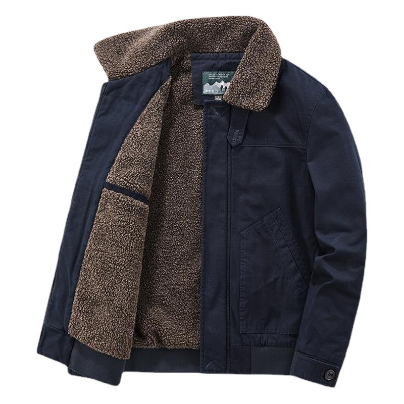 Abrigo acolchado de algodón para hombres de invierno de moda forrado de lana de cordero engrosado abrigo cálido para hombres ropa de trabajo solapa Abrigo acolchado de algodón de invierno chaqueta acolchada de algodón