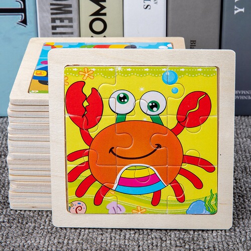 Children's wooden puzzle 9-piece large block puzzle with cartoon animal pattern educational enlightenment manufacturer wholesale cross-border toys