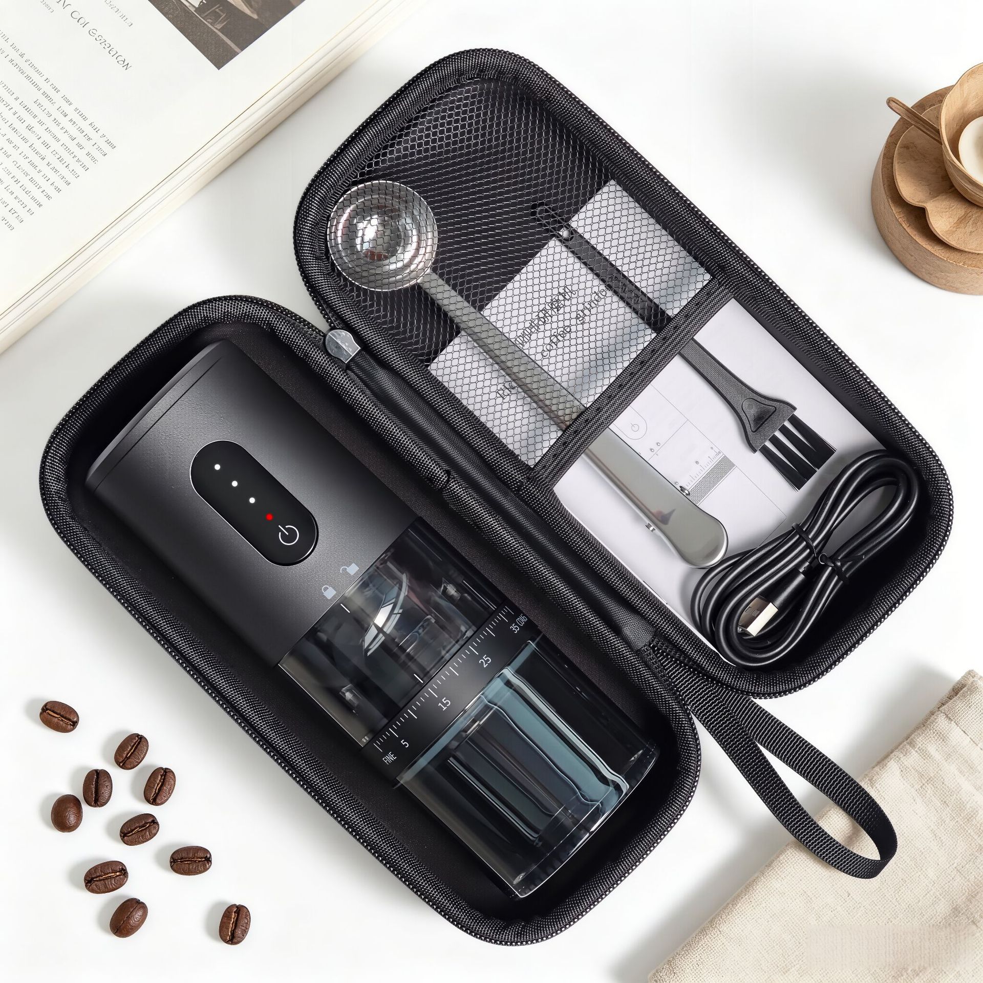 Molinillo de café eléctrico, molinillo de granos, molinillo de café en grano, molinillo totalmente automático, molinillo de café