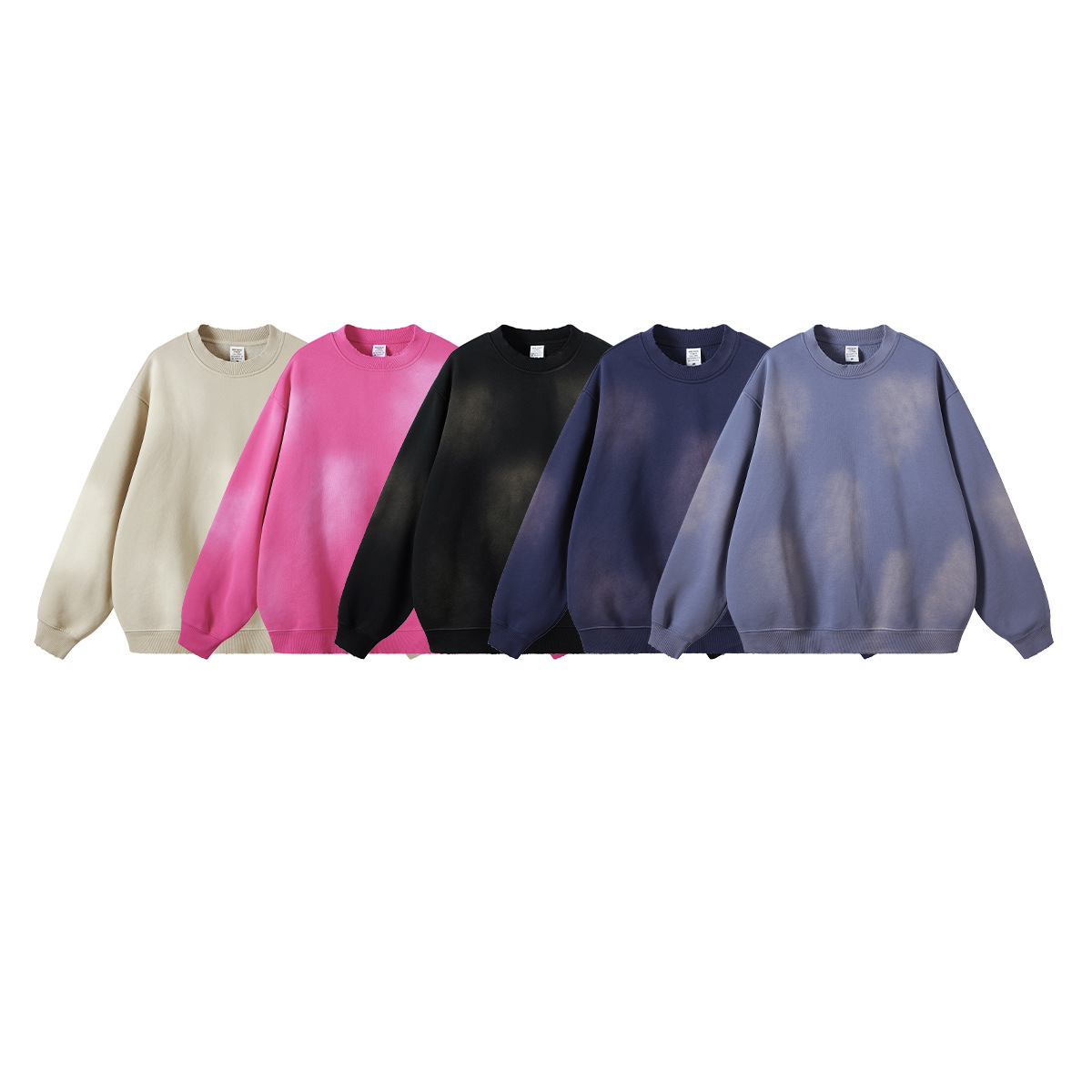 2025 otoño y invierno marca de moda retro hacer viejos pesos pesados 375G lavado con agua cuello redondo acolchado pareja de moda camiseta para hombres