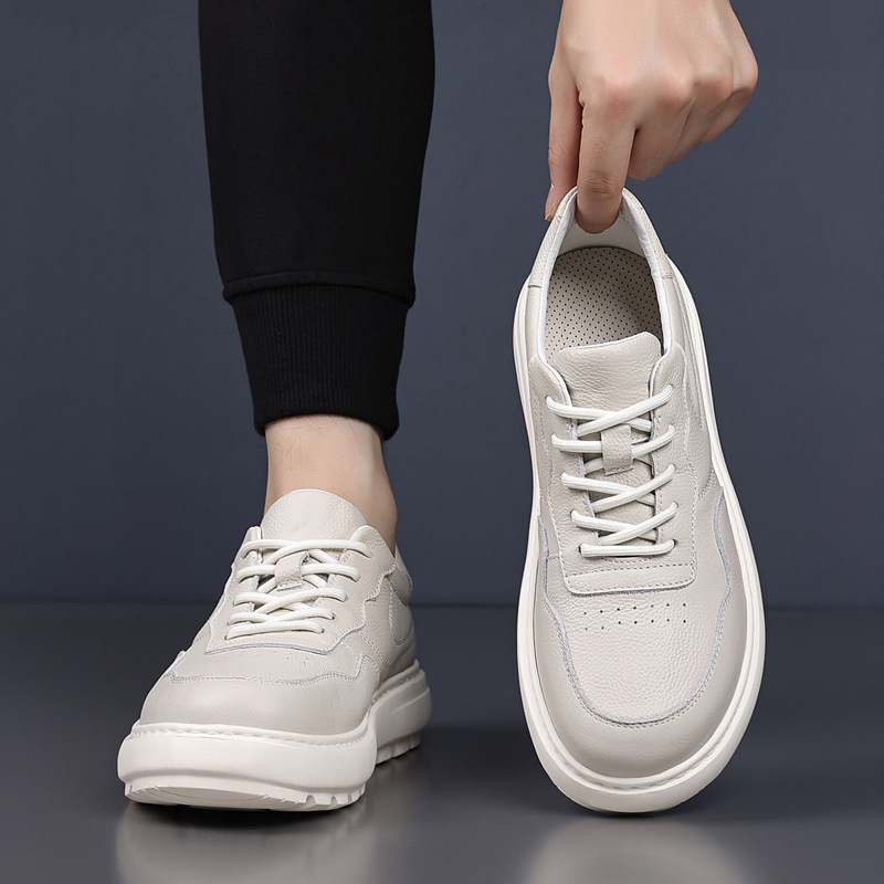 2025, otoño y invierno, nuevos zapatos casuales de hombre, zapatos de cuero transpirables, zapatos de hombre de suela gruesa.