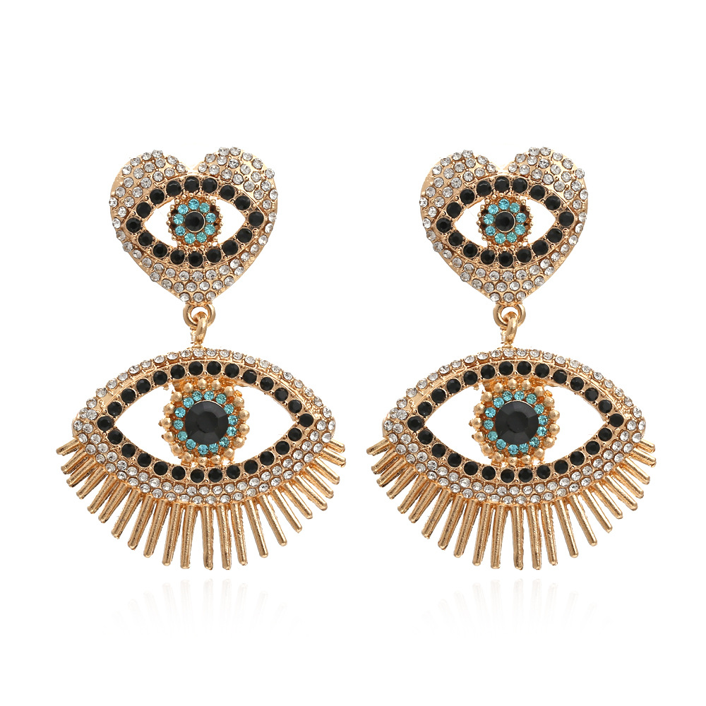 20g Weight Drop Earrings Classification 1 Pair Quantity 1 Pair Fashion Heart Shape Eye Diamond Alloy Drop Earrings