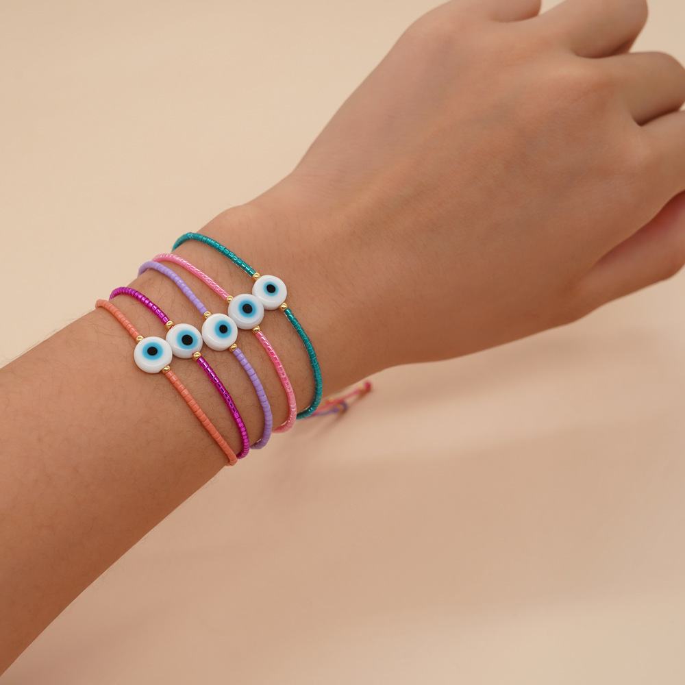 9g Weight Bracelets Classification 1 Piece Quantity Bohemian Heart Shape Glass Seed Bead Rope Braid Unisex Bracelets