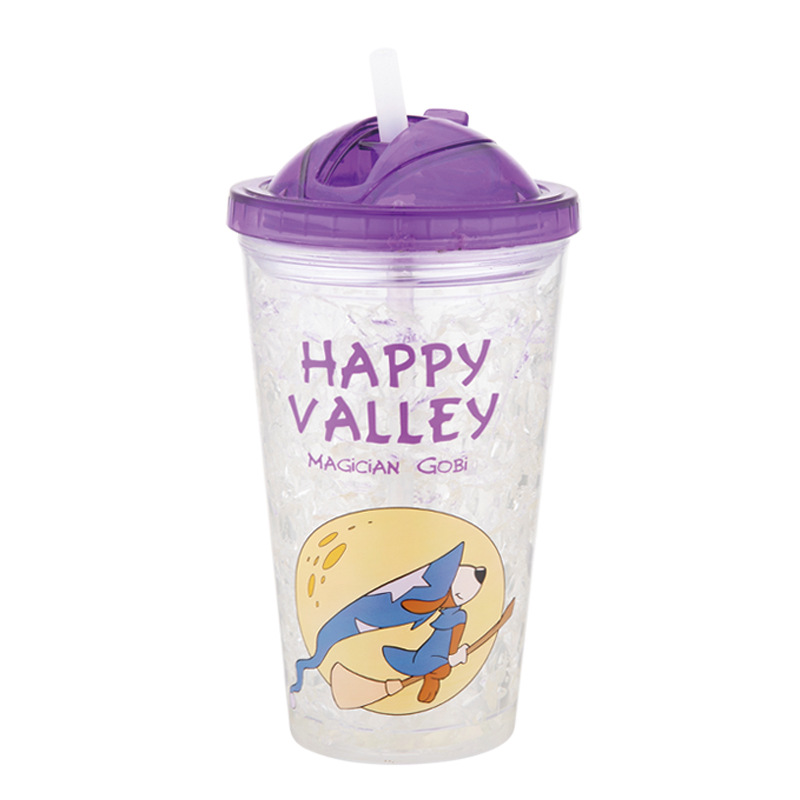 Taza de agua de paja de plástico de doble capa de color degradado transfronterizo AS/PS480/600ml con taza de regalo de café