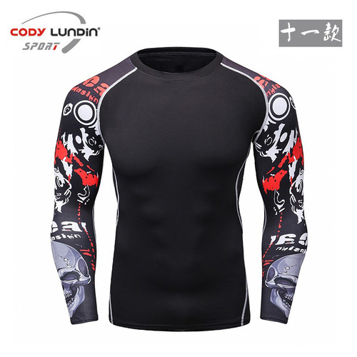 2019 yoga clothing, running fitness clothing for men, outdoor moisture wicking sports long-sleeved tights compression clothing
