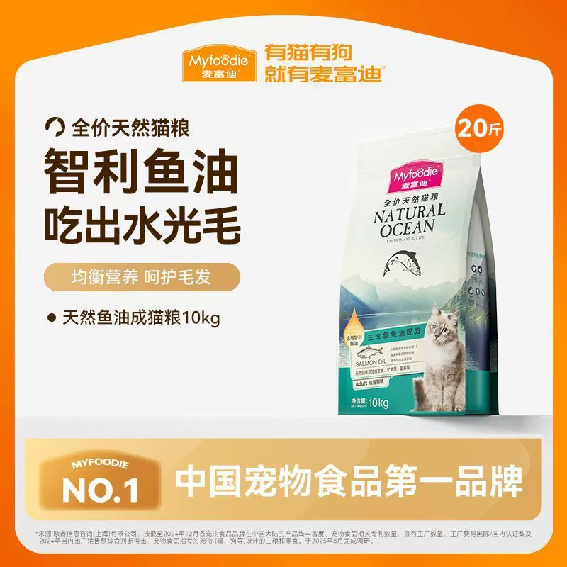 Корм для кошек McFoodie, натуральный, питательный, с лососевым жиром, для кошек пород британской короткошерстной и голубой, для взрослых и котят, основное питание, 10 кг