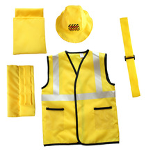 儿童小木工角色扮演职业套装 伐木工黄色背心帽子消防员表演服装