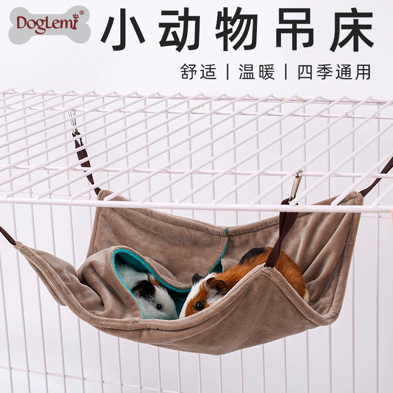 Плюшевый туннель-гамак для домашних животных, подвесные качели для хомяка, шиншиллы, двухслойный теплый гамак для морской свинки, маленьких животных