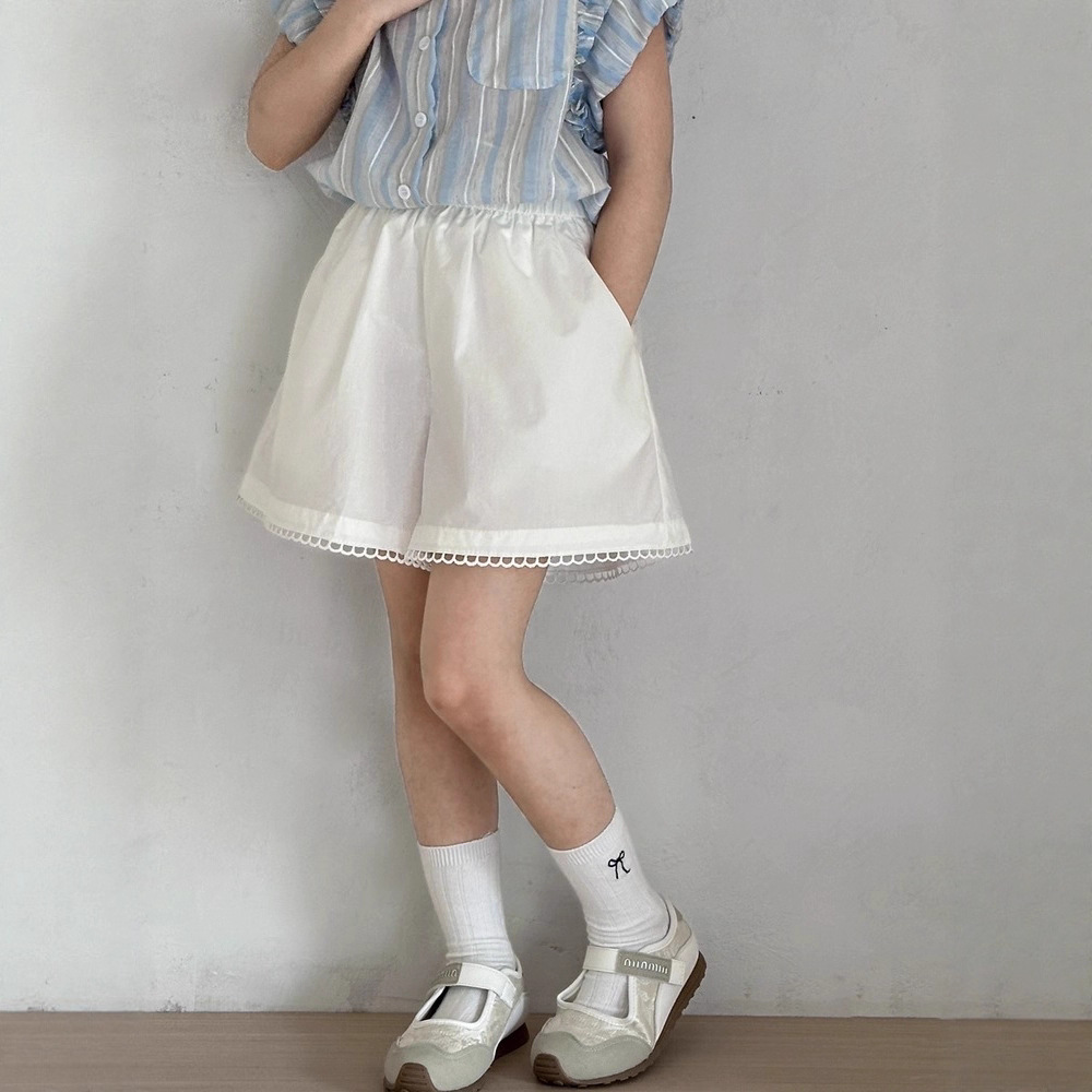 Little Red Fish Girls' Shorts Summer Wear 2026 New Children's Pants Summer Thin Style Lace Trim Casual Pants