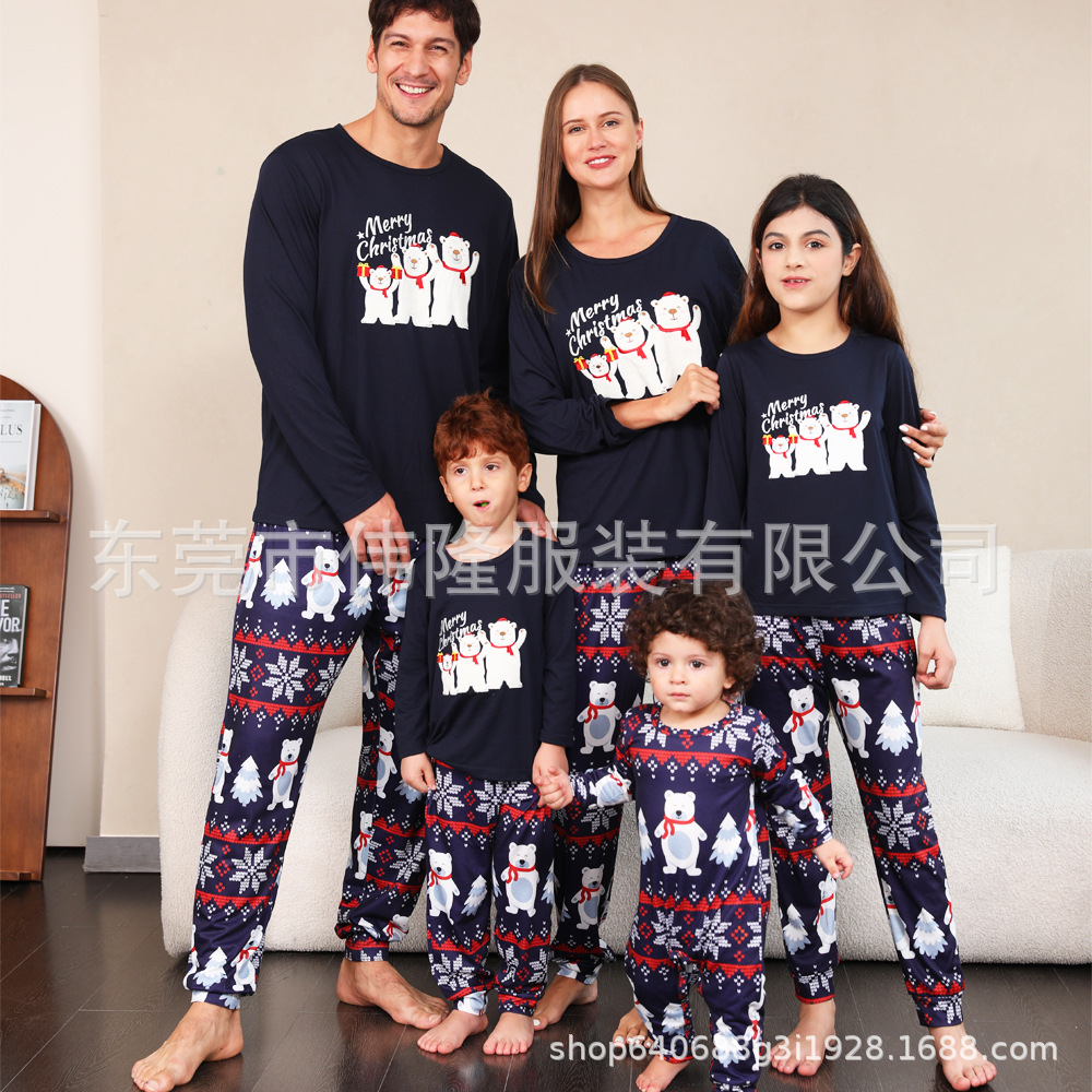 2023 nueva familia pijamas traje sí muñeco de nieve felpa bordado familia traje Navidad padre-hijo Pijamas
