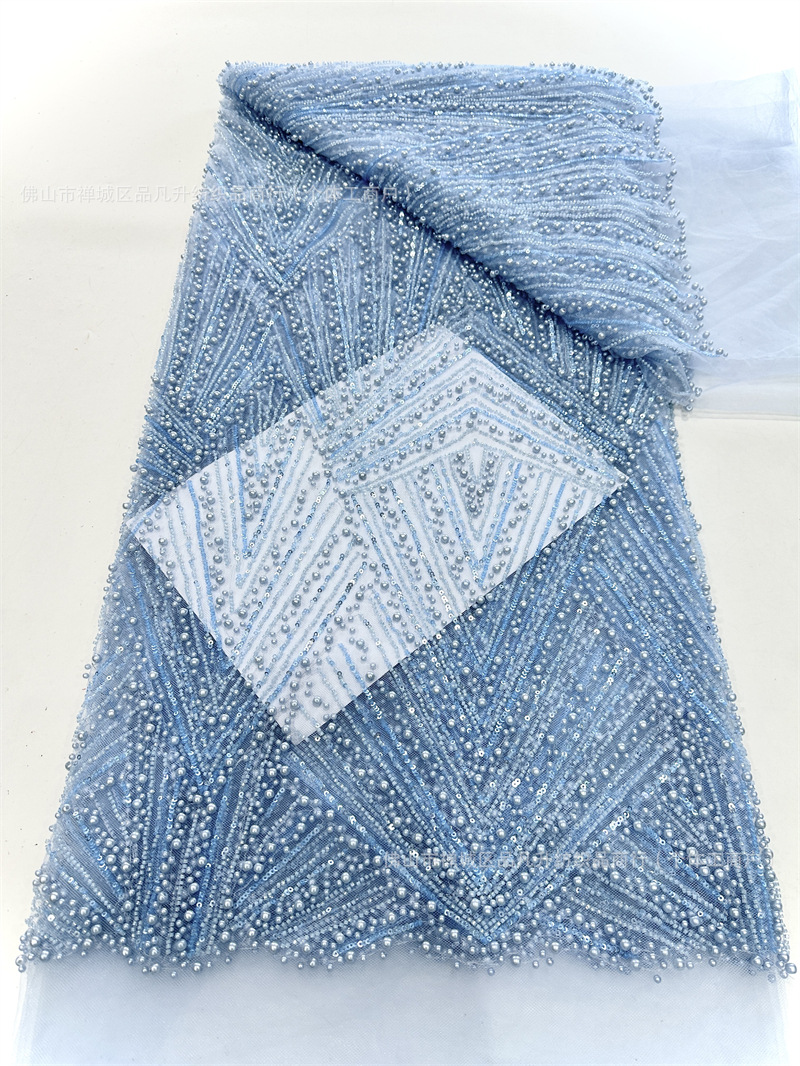 Bordado de tubo de cuentas, bordado de cuentas, tela de bordado, vestido de novia de moda, tela de encaje, lugar de comercio exterior transfronterizo