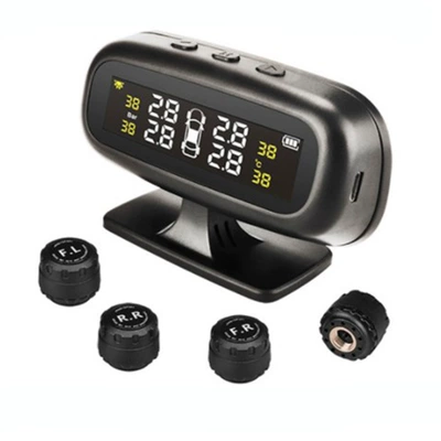B68 car tire pressure monitoring system solar car tire temperature alarm high precision tpms external built-in (Tire pressure monitoring system) - standard-edition-external