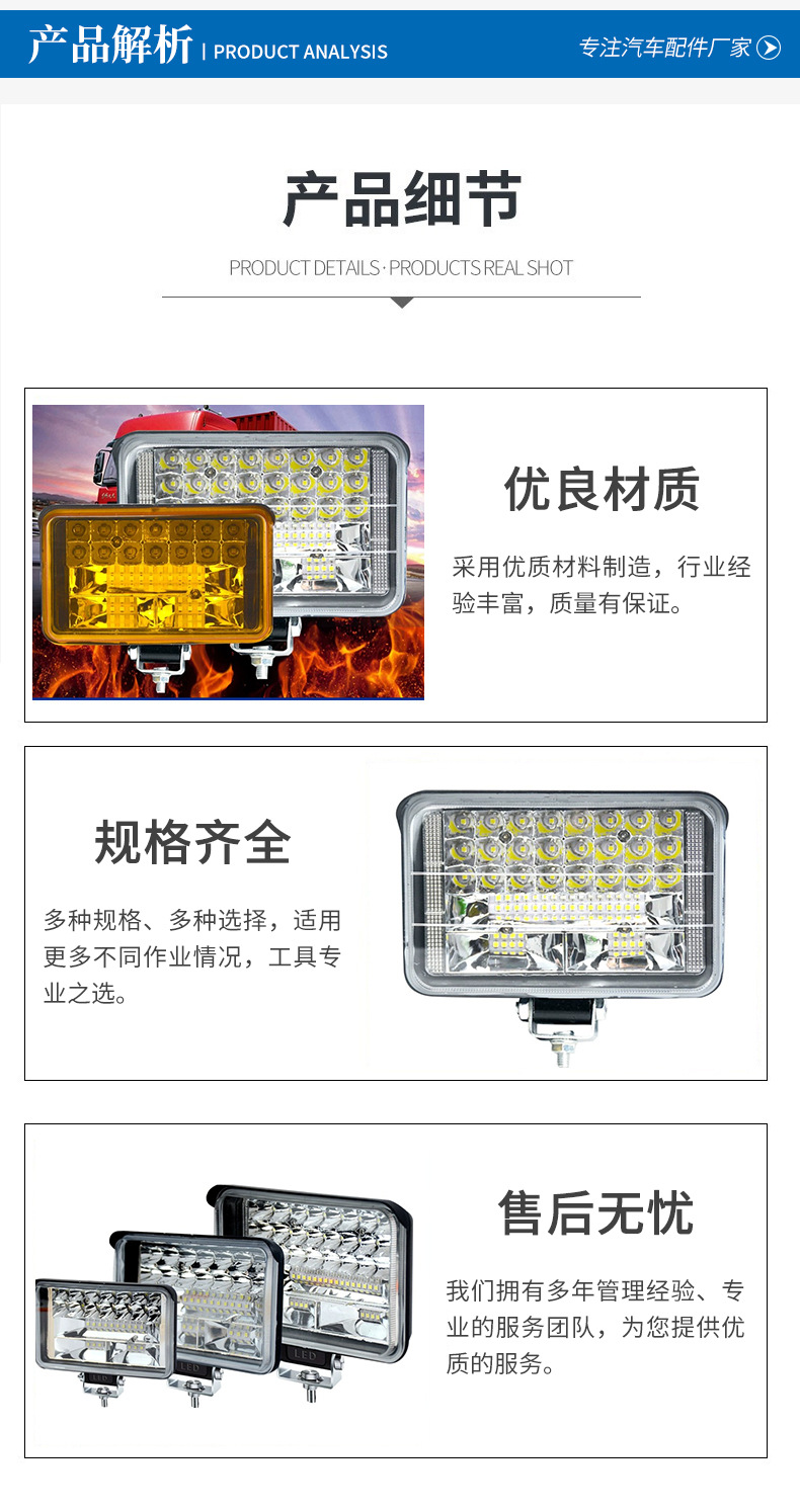 Car LED spotlight 12-80V car truck LED lamp far and near light one-click switching highlight energy-saving lamp wholesale