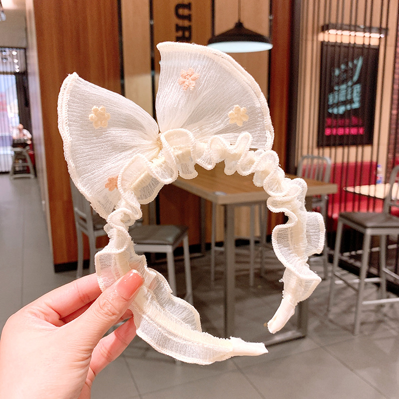 Wholesale Jewelry Children's Ruffled Mesh Bow Headband Nihaojewelry display picture 5